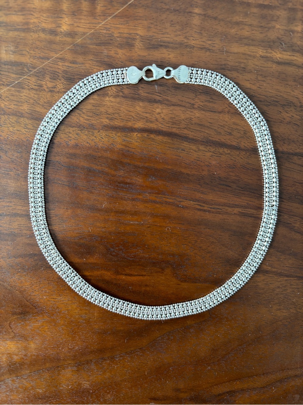 Vintage Made in Italy 925 Sterling Silver Ball Bead Mesh Chain 16” Necklace
